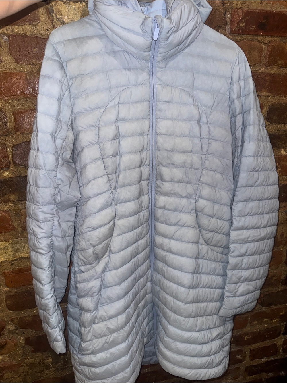 lululemon athletica Light Gray Quilted Hooded Puffer Jacket